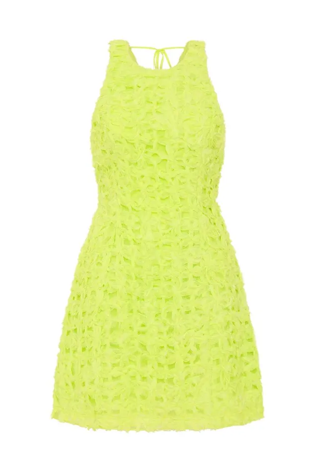 Aje Dresses Quintette Textured Mini Dress Light Lime Green 8211 Women