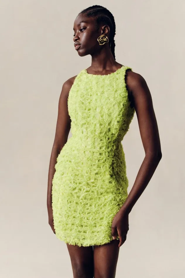 Aje Dresses Quintette Textured Mini Dress Light Lime Green 8211 Women