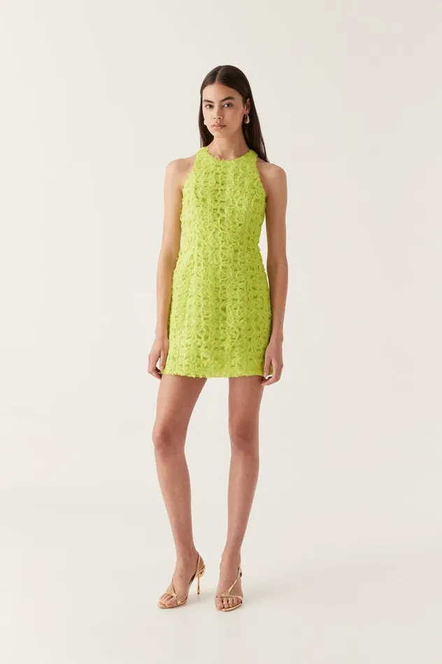 Aje Dresses Quintette Textured Mini Dress Light Lime Green 8211 Women
