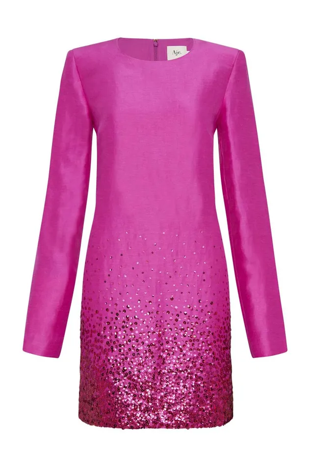 Aje Dresses Reflection Sequin Mini Dress Deep Magenta 8211 Women Aje Dresses Reflection Sequin Mini Dress Deep Magenta 8211 Women