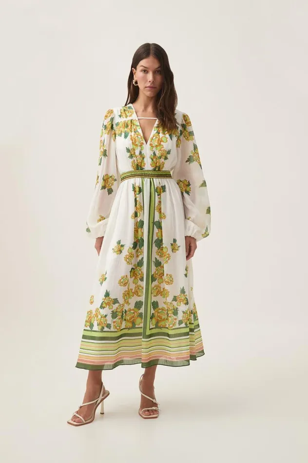 Aje Dresses Secret Border Print Midi Dress Garden Peony 8211 Women
