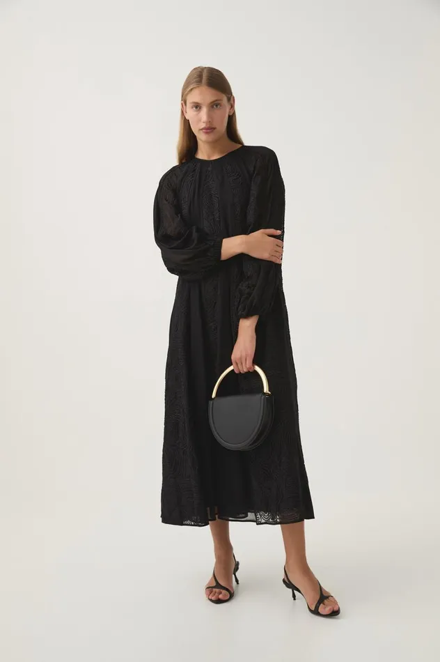 Aje Dresses Soleil Blouson Lace Midi Dress Black 8211 Women