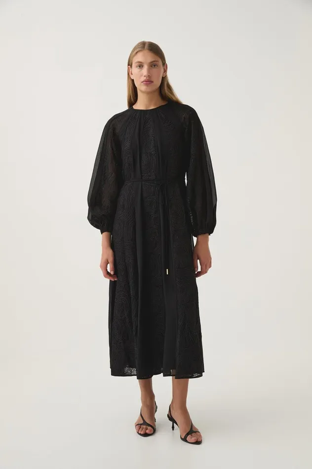 Aje Dresses Soleil Blouson Lace Midi Dress Black 8211 Women Aje Dresses Soleil Blouson Lace Midi Dress Black 8211 Women