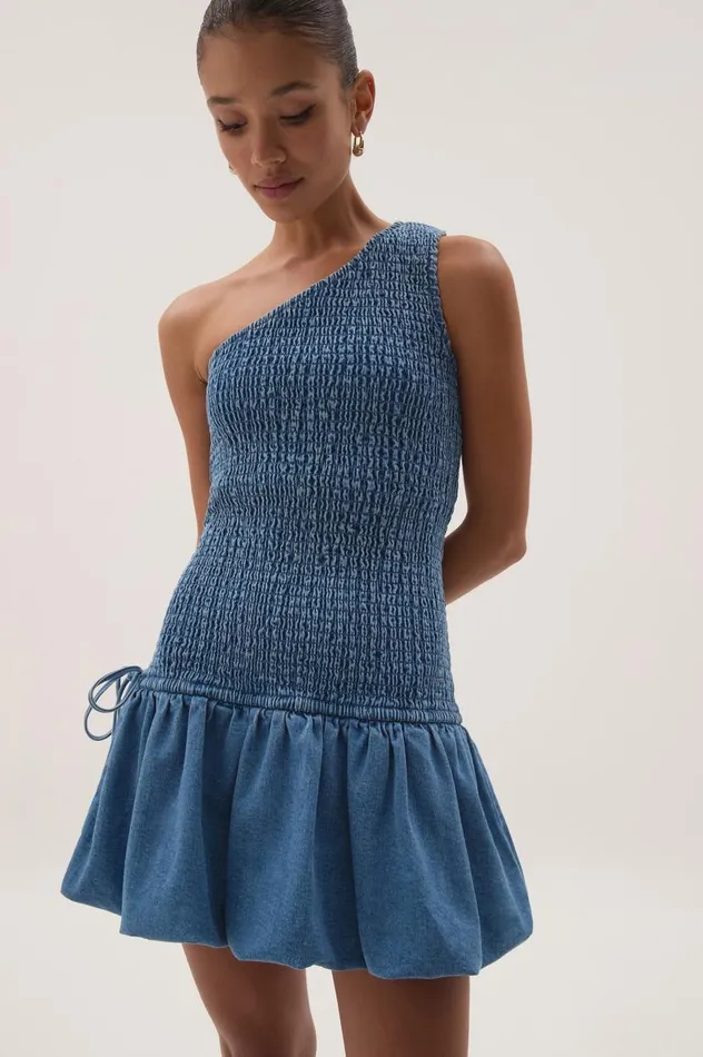 Aje Dresses Sunray One Shoulder Mini Dress Blue Wash 8211 Women