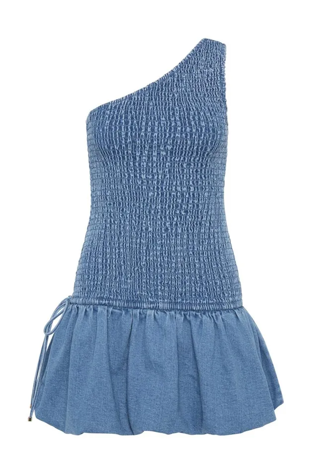 Aje Dresses Sunray One Shoulder Mini Dress Blue Wash 8211 Women Aje Dresses Sunray One Shoulder Mini Dress Blue Wash 8211 Women