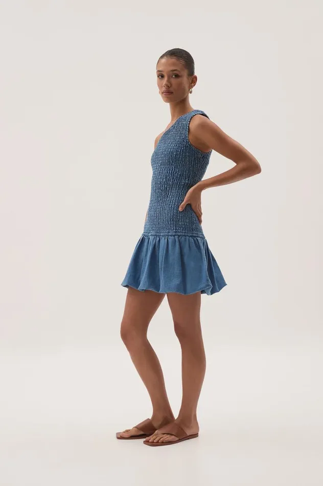 Aje Dresses Sunray One Shoulder Mini Dress Blue Wash 8211 Women Aje Dresses Sunray One Shoulder Mini Dress Blue Wash 8211 Women
