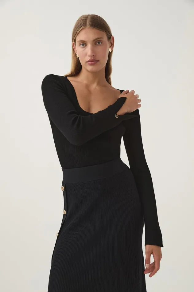 Aje Knitwear and Jumpers Alina Scoopneck Knit Top Black 8211 Women