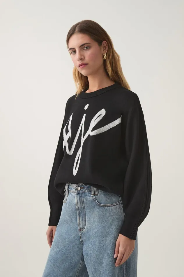 Aje Knitwear and Jumpers Equation Knit Crew Jumper Blackwhite 8211 Women