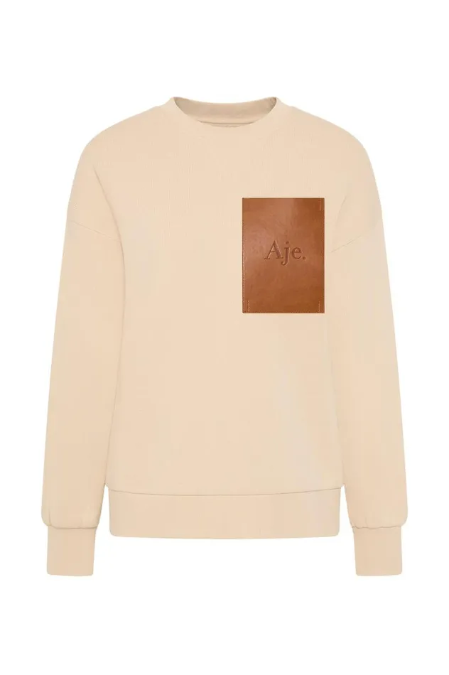 Aje Knitwear and Jumpers Flores Crew Sweatshirt Sandstone 8211 Women Aje Knitwear and Jumpers Flores Crew Sweatshirt Sandstone 8211 Women