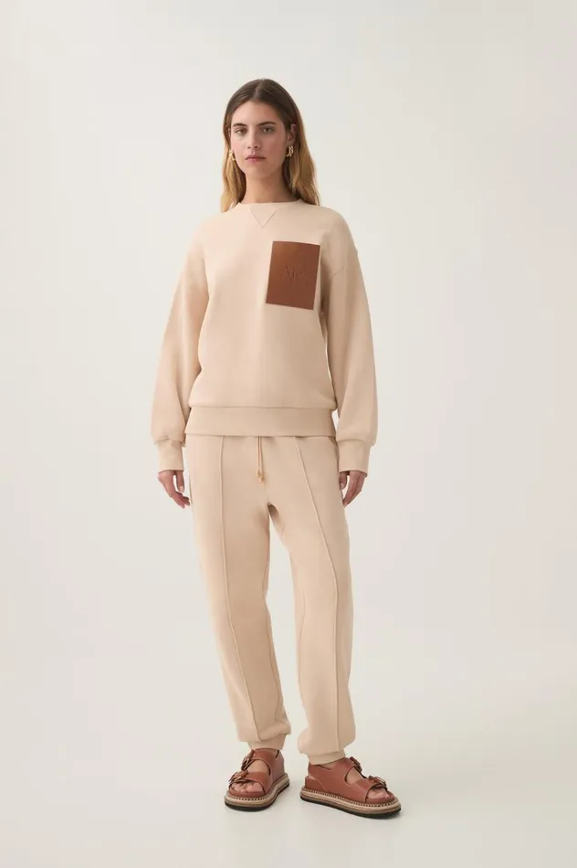 Aje Knitwear and Jumpers Flores Crew Sweatshirt Sandstone 8211 Women Aje Knitwear and Jumpers Flores Crew Sweatshirt Sandstone 8211 Women