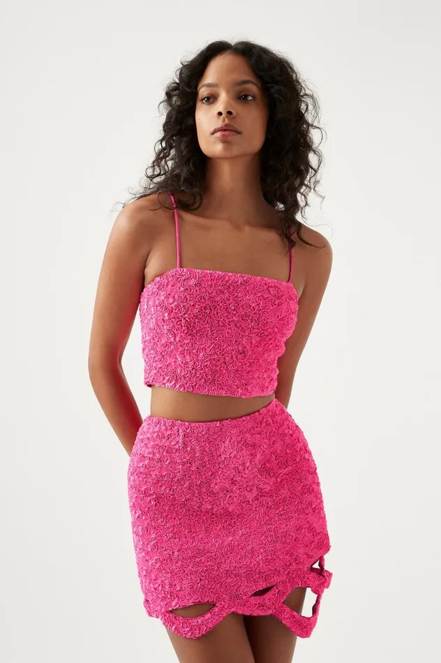 Aje Matching Sets Evelyn Sequin Top Rouge Pink 8211 Women Aje Matching Sets Evelyn Sequin Top Rouge Pink 8211 Women