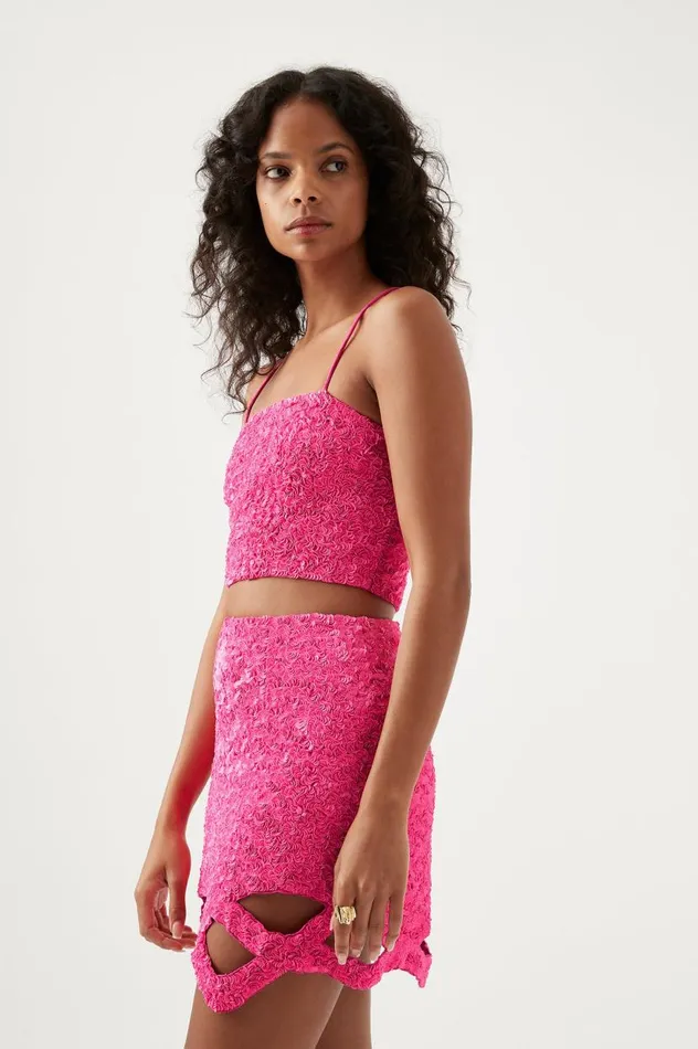 Aje Matching Sets Evelyn Sequin Top Rouge Pink 8211 Women Aje Matching Sets Evelyn Sequin Top Rouge Pink 8211 Women