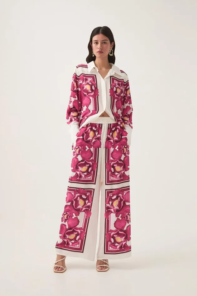 Aje Pants Atomic Silk Relaxed Pant Boldly Blooming 8211 Women