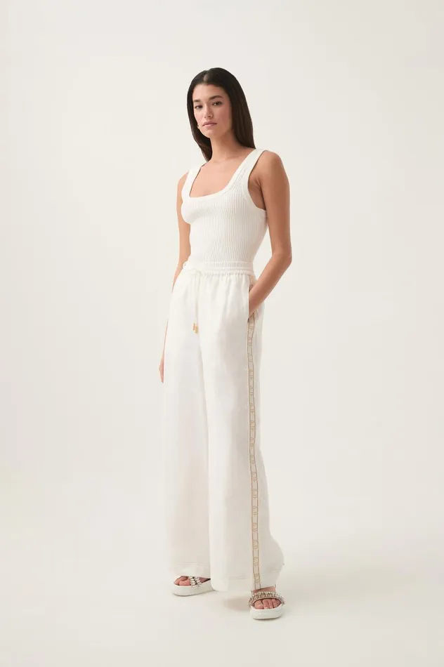 Aje Pants Imogen Logo Linen Pant Ivory 8211 Women