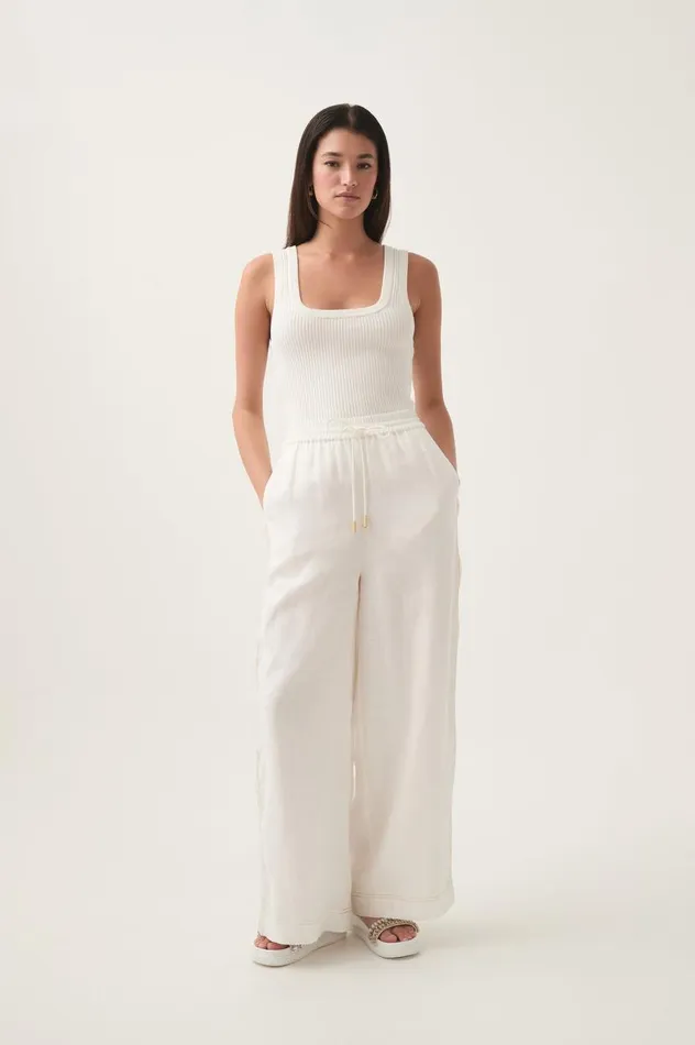 Aje Pants Imogen Logo Linen Pant Ivory 8211 Women