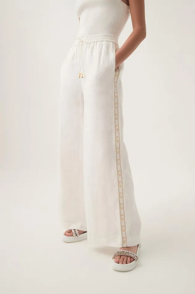 Aje Pants Imogen Logo Linen Pant Ivory 8211 Women