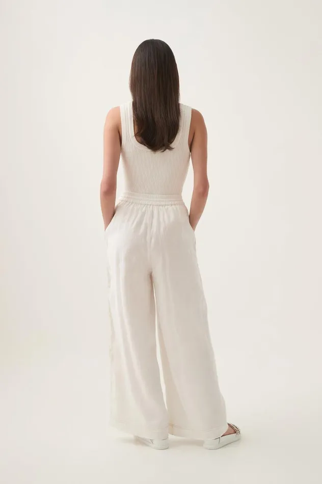 Aje Pants Imogen Logo Linen Pant Ivory 8211 Women