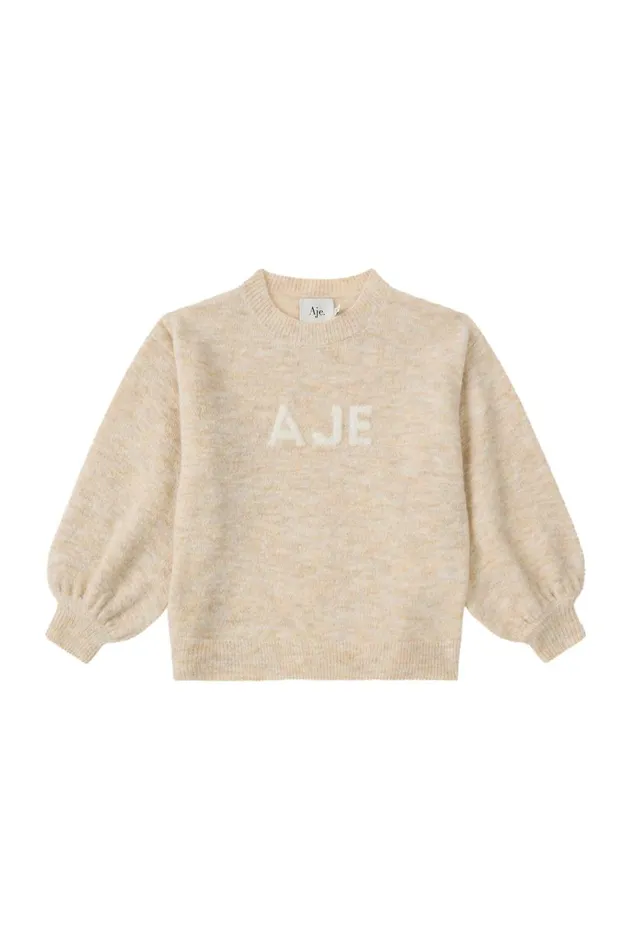 Aje Rumi Logo Jumper Oat Marlewhite Logo 8211 Kids