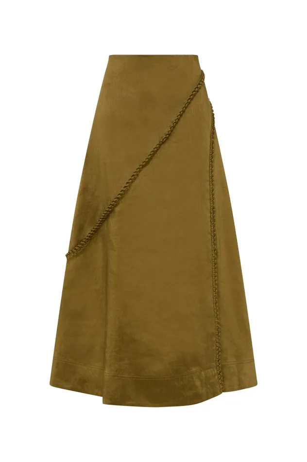Aje Skirts Arbour Whipstitch Midi Skirt Deep Olive 8211 Women Aje Skirts Arbour Whipstitch Midi Skirt Deep Olive 8211 Women