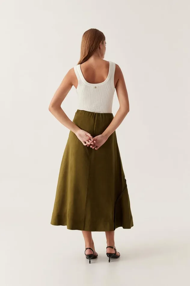 Aje Skirts Arbour Whipstitch Midi Skirt Deep Olive 8211 Women Aje Skirts Arbour Whipstitch Midi Skirt Deep Olive 8211 Women