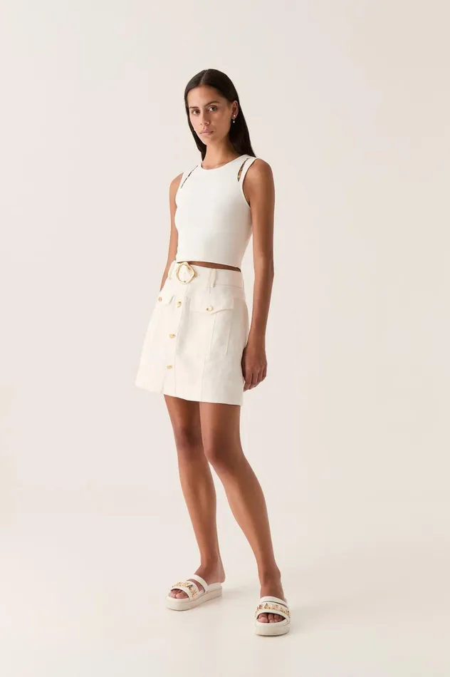 Aje Skirts Beacon Utility Mini Skirt Ivory 8211 Women Aje Skirts Beacon Utility Mini Skirt Ivory 8211 Women