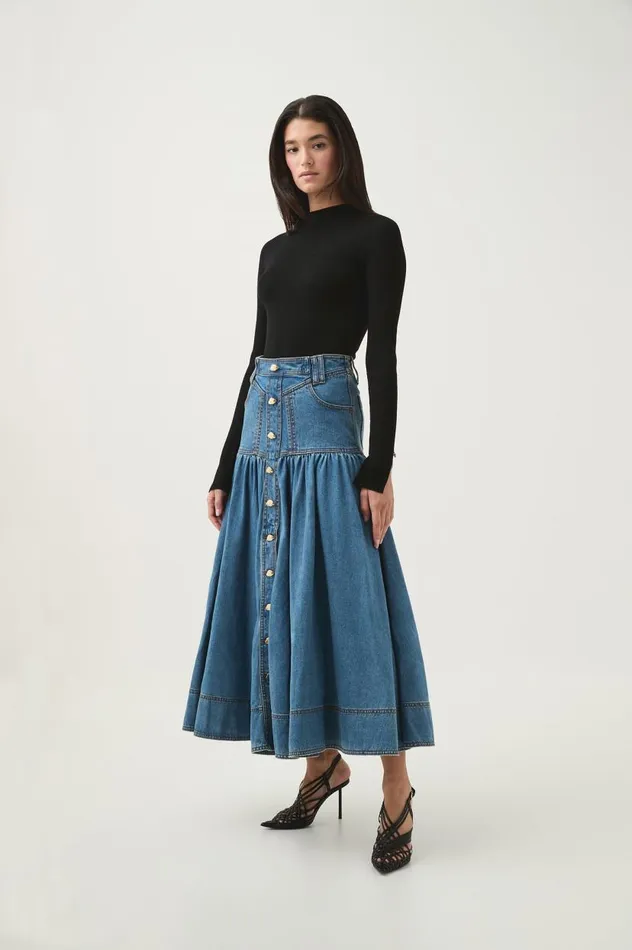 Aje Skirts Belmond Denim Midi Skirt 90039s Wash 8211 Women