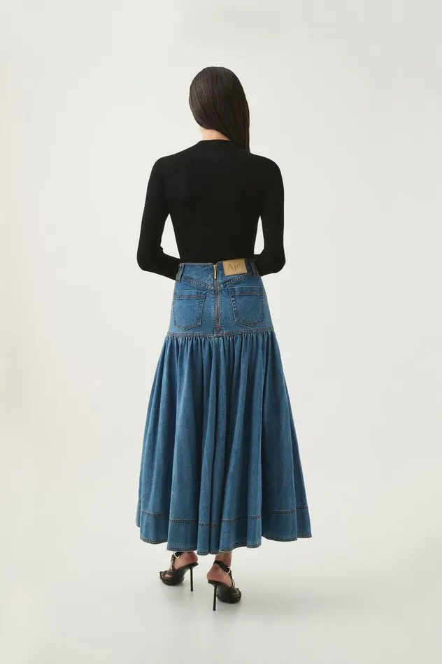 Aje Skirts Belmond Denim Midi Skirt 90039s Wash 8211 Women Aje Skirts Belmond Denim Midi Skirt 90039s Wash 8211 Women
