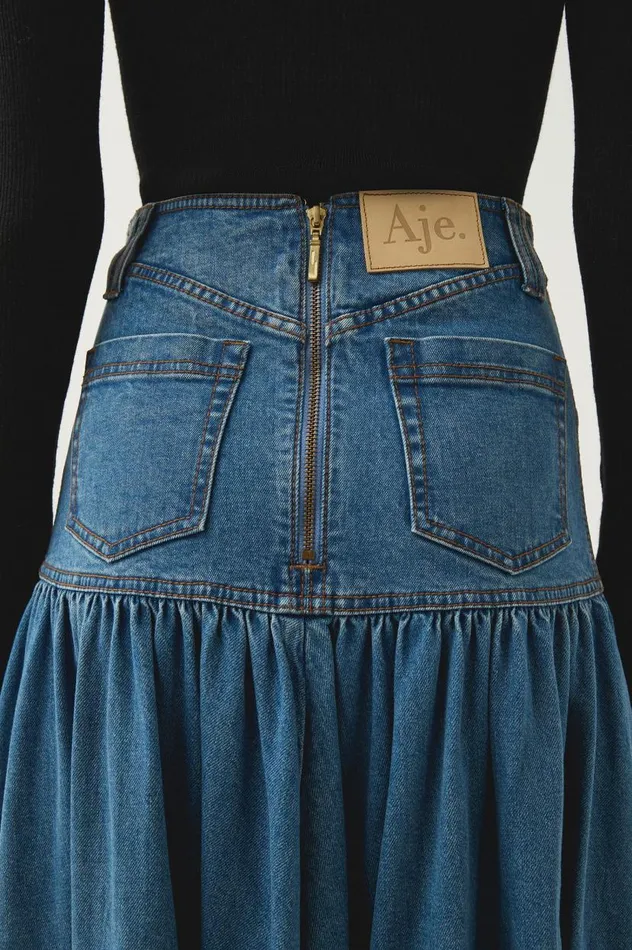 Aje Skirts Belmond Denim Midi Skirt 90039s Wash 8211 Women Aje Skirts Belmond Denim Midi Skirt 90039s Wash 8211 Women