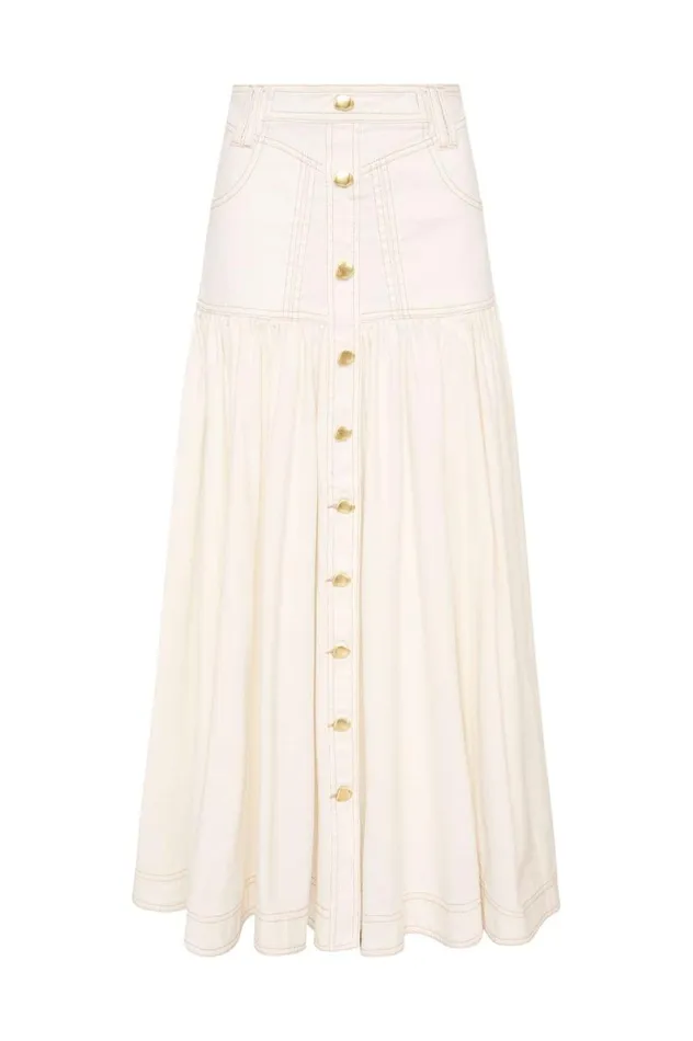 Aje Skirts Belmond Denim Midi Skirt White 8211 Women Aje Skirts Belmond Denim Midi Skirt White 8211 Women