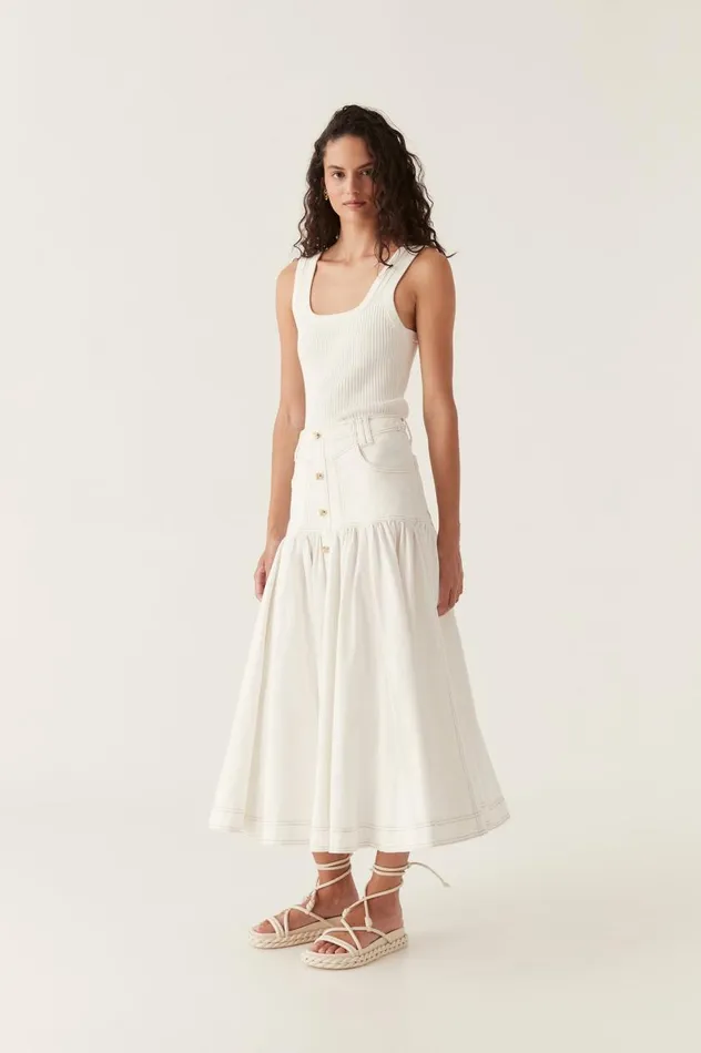 Aje Skirts Belmond Denim Midi Skirt White 8211 Women Aje Skirts Belmond Denim Midi Skirt White 8211 Women
