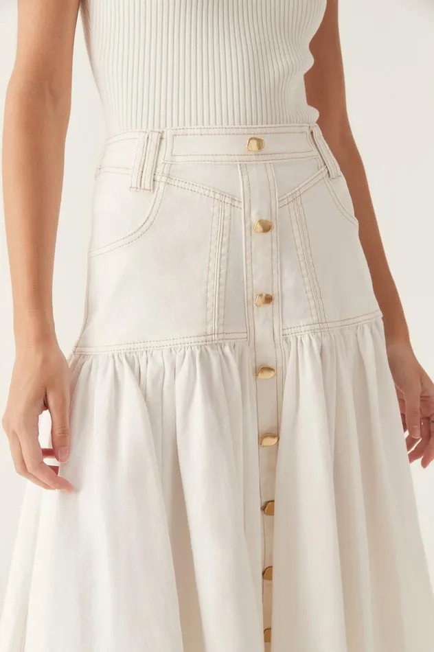 Aje Skirts Belmond Denim Midi Skirt White 8211 Women Aje Skirts Belmond Denim Midi Skirt White 8211 Women
