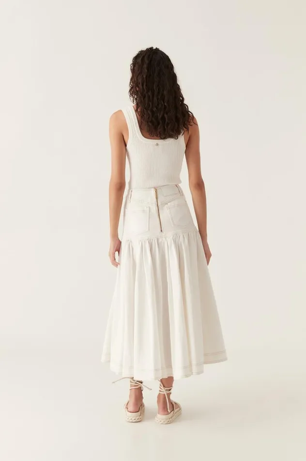 Aje Skirts Belmond Denim Midi Skirt White 8211 Women Aje Skirts Belmond Denim Midi Skirt White 8211 Women