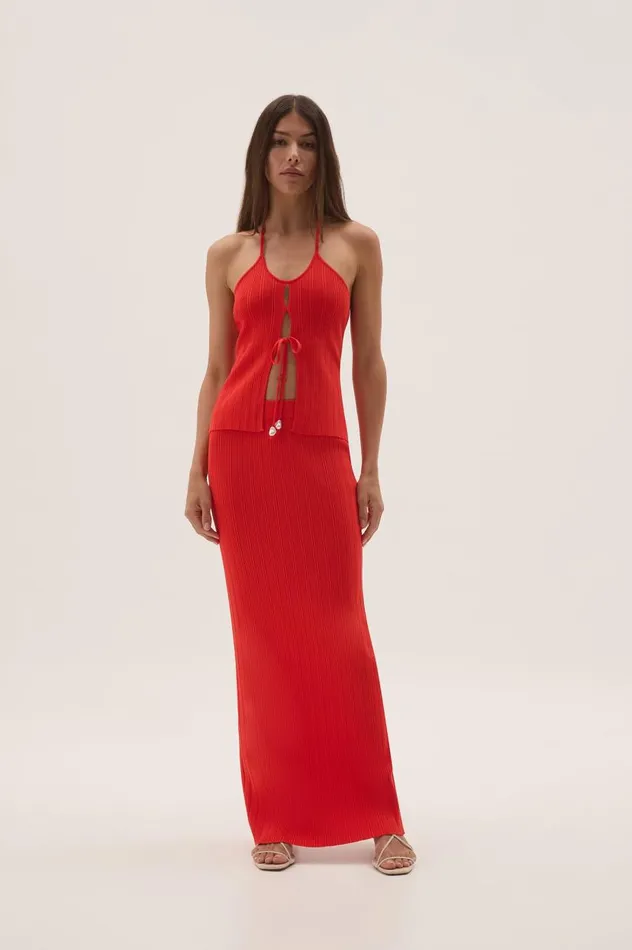 Aje Skirts Coraline Ribbed Skirt Coral 8211 Women Aje Skirts Coraline Ribbed Skirt Coral 8211 Women