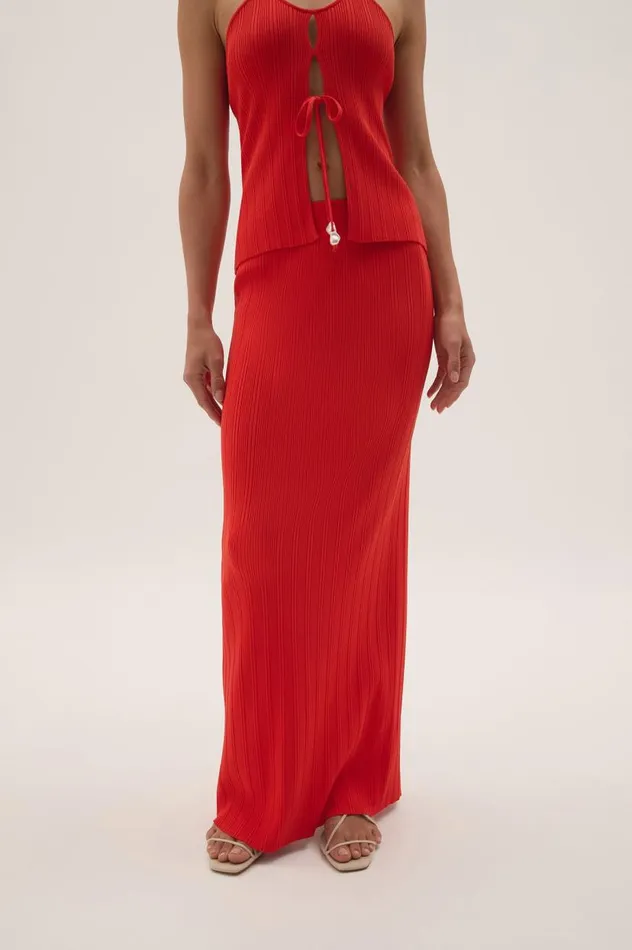 Aje Skirts Coraline Ribbed Skirt Coral 8211 Women Aje Skirts Coraline Ribbed Skirt Coral 8211 Women