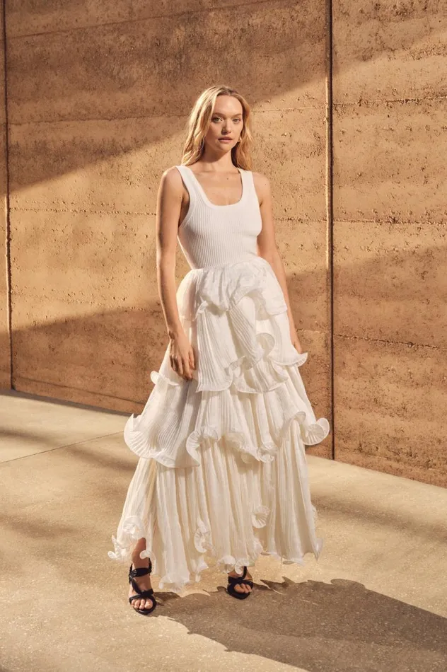 Aje Skirts Cosmos Tiered Maxi Skirt Ivory 8211 Women
