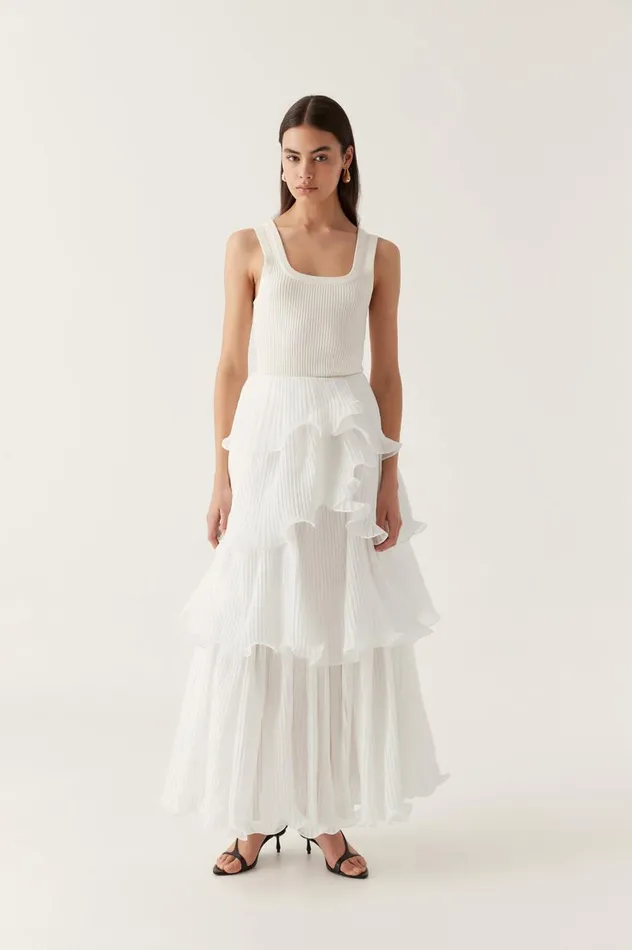 Aje Skirts Cosmos Tiered Maxi Skirt Ivory 8211 Women Aje Skirts Cosmos Tiered Maxi Skirt Ivory 8211 Women