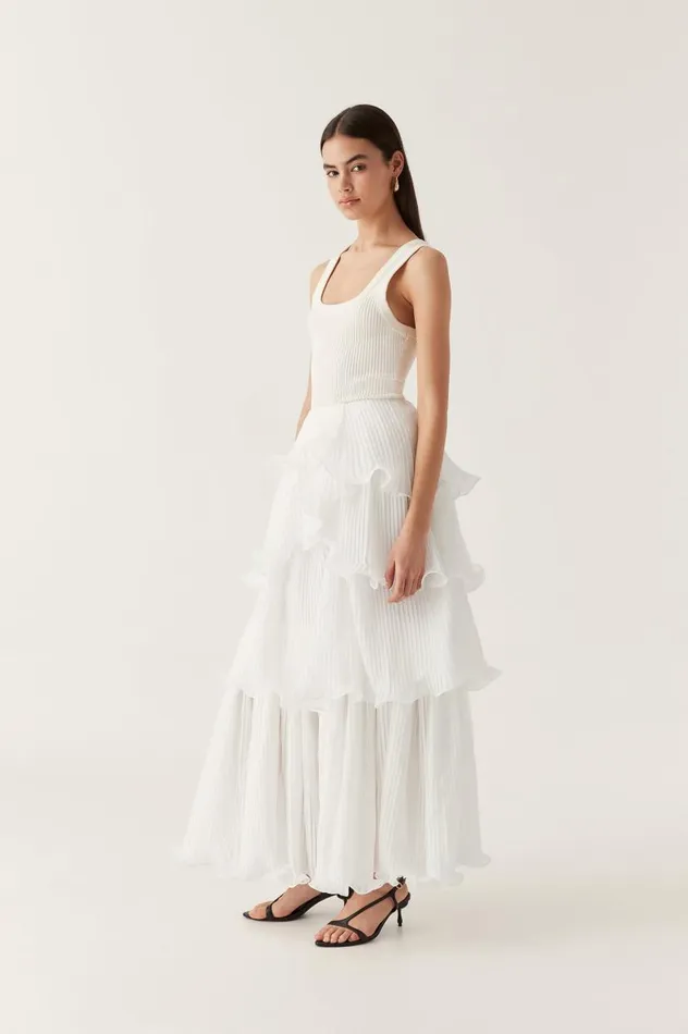 Aje Skirts Cosmos Tiered Maxi Skirt Ivory 8211 Women Aje Skirts Cosmos Tiered Maxi Skirt Ivory 8211 Women