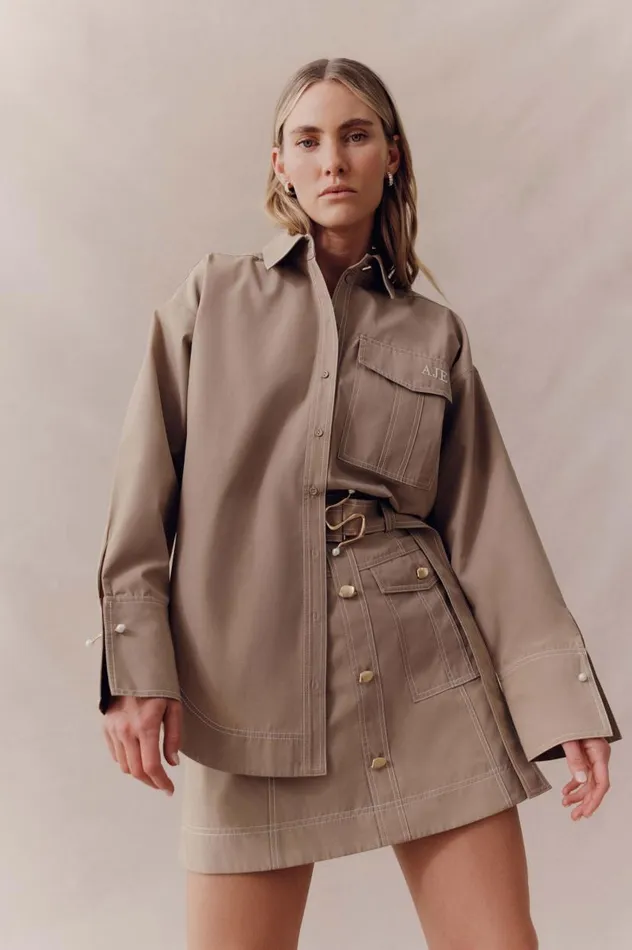 Aje Skirts Willow Utility Mini Skirt Taupe Grey 8211 Women Aje Skirts Willow Utility Mini Skirt Taupe Grey 8211 Women