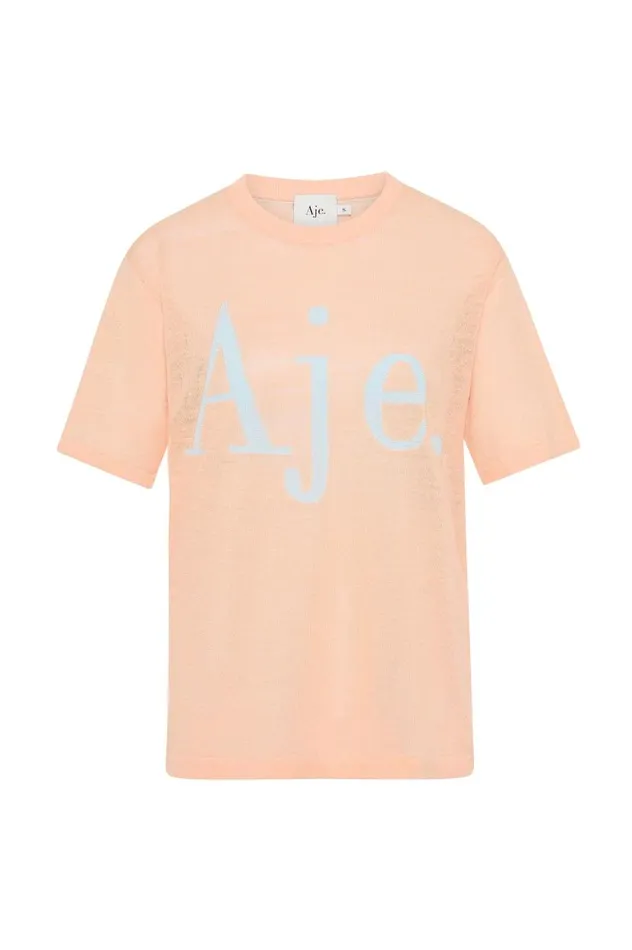 Aje Tees Fascinations Logo Knit Tee Pale Apricot 8211 Women