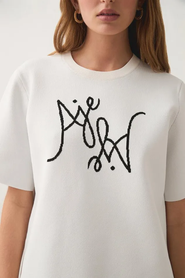 Aje Tees Prophecy Knit Oversized Tee Ivoryblack 8211 Women Aje Tees Prophecy Knit Oversized Tee Ivoryblack 8211 Women