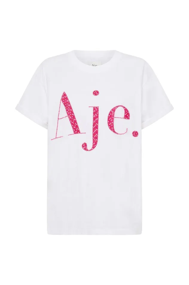 Aje Tees Saffy Embellished Tee Whitepink Logo 8211 Women