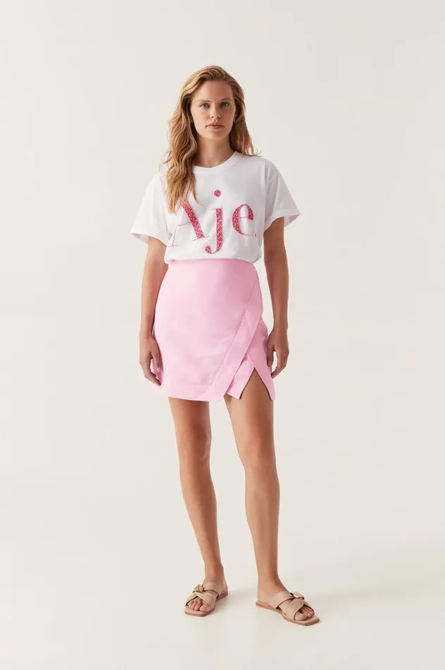 Aje Tees Saffy Embellished Tee Whitepink Logo 8211 Women