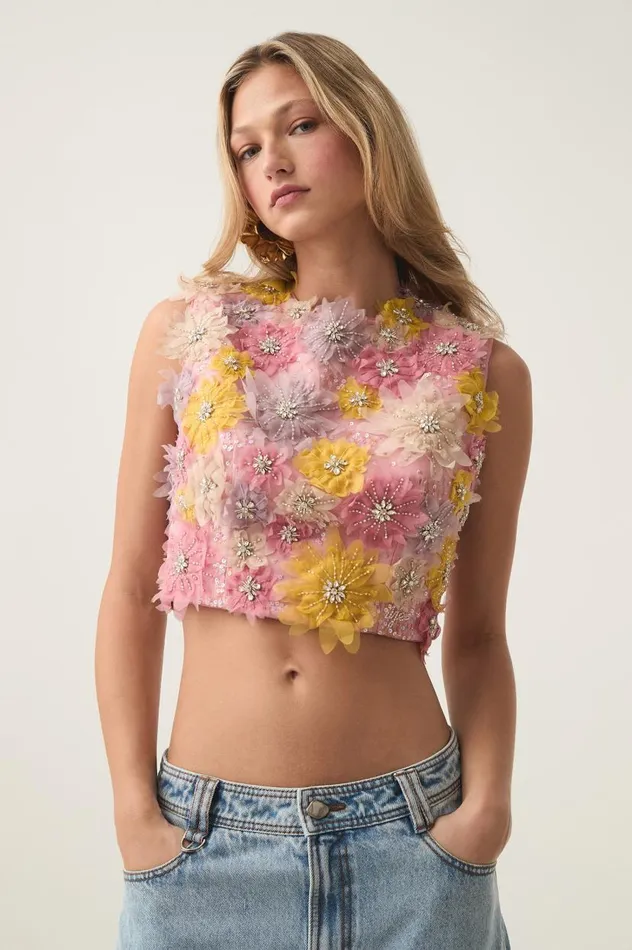 Aje Tops Blossom Flower Shell Top Gilded Garden 8211 Women Aje Tops Blossom Flower Shell Top Gilded Garden 8211 Women