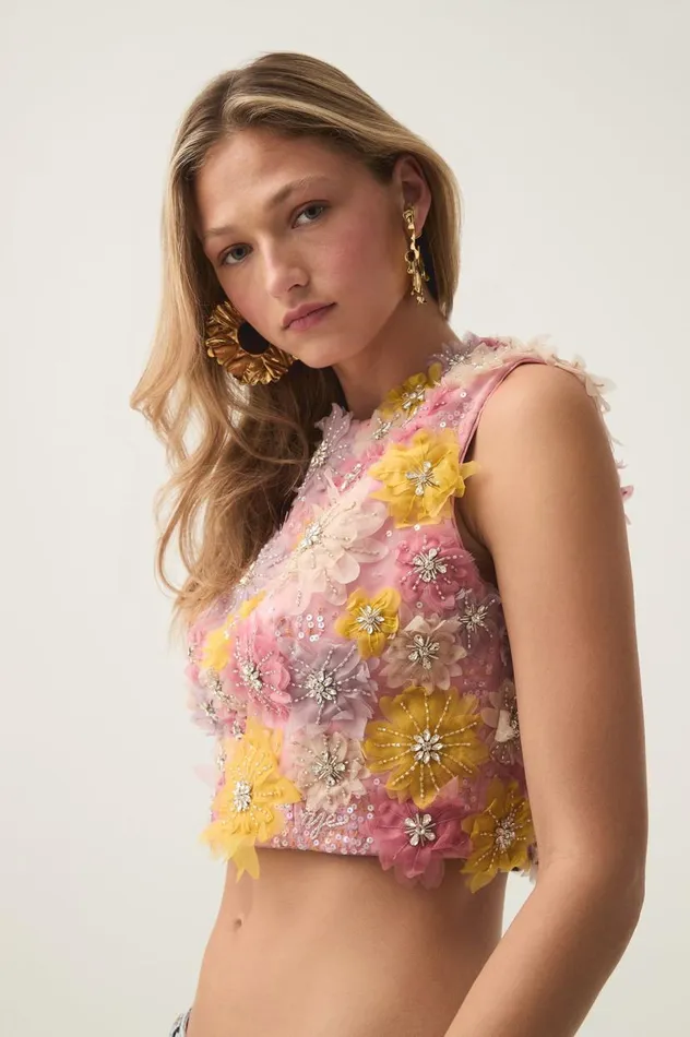 Aje Tops Blossom Flower Shell Top Gilded Garden 8211 Women Aje Tops Blossom Flower Shell Top Gilded Garden 8211 Women