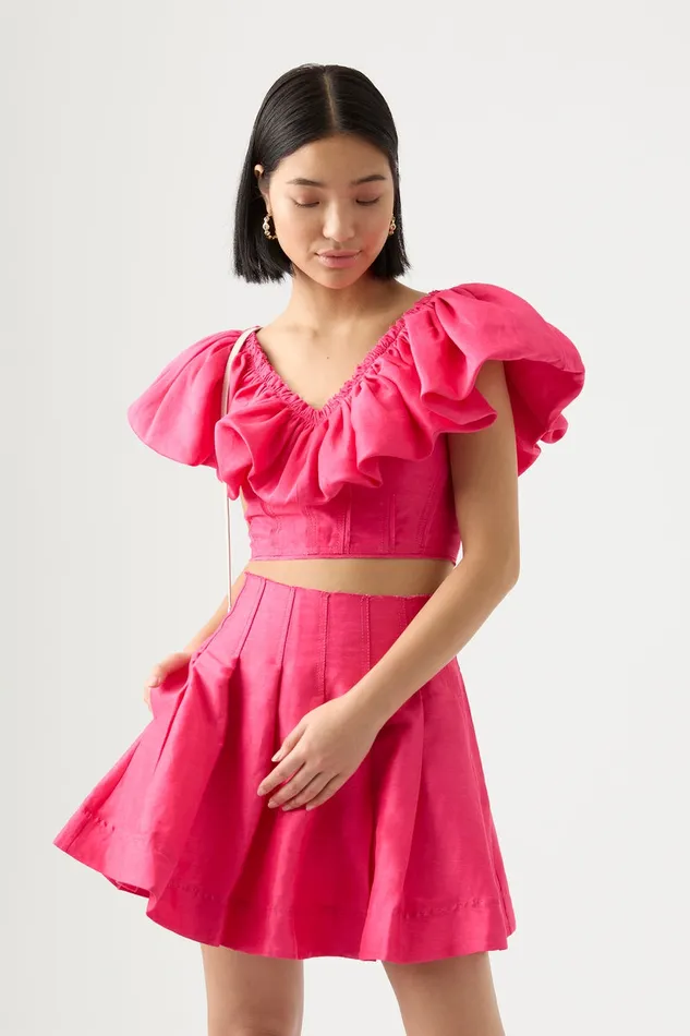 Aje Tops Bubble Flounce Top Hot Pink 8211 Women