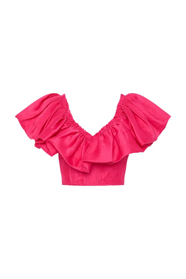 Aje Tops Bubble Flounce Top Hot Pink 8211 Women Aje Tops Bubble Flounce Top Hot Pink 8211 Women