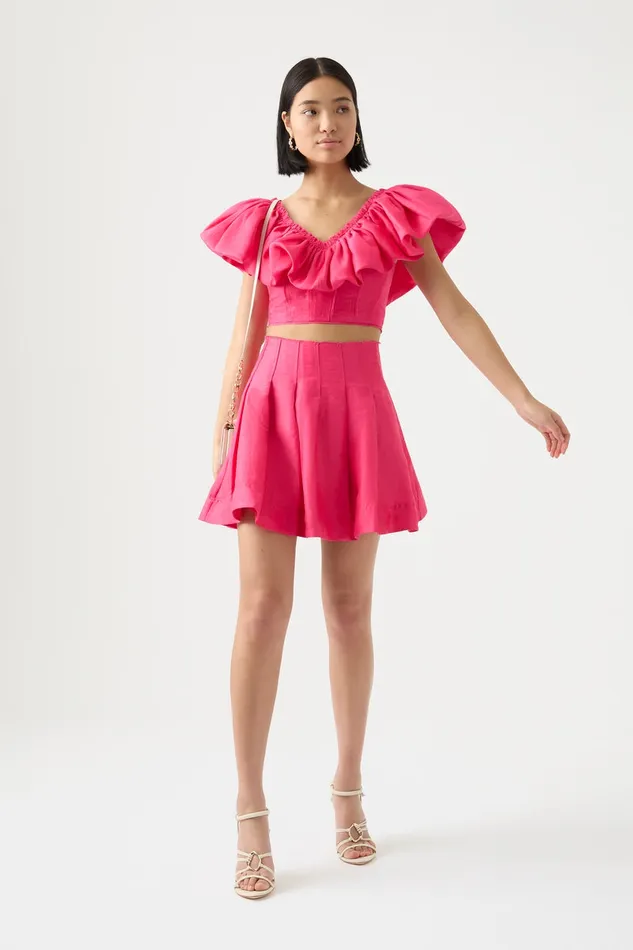 Aje Tops Bubble Flounce Top Hot Pink 8211 Women Aje Tops Bubble Flounce Top Hot Pink 8211 Women