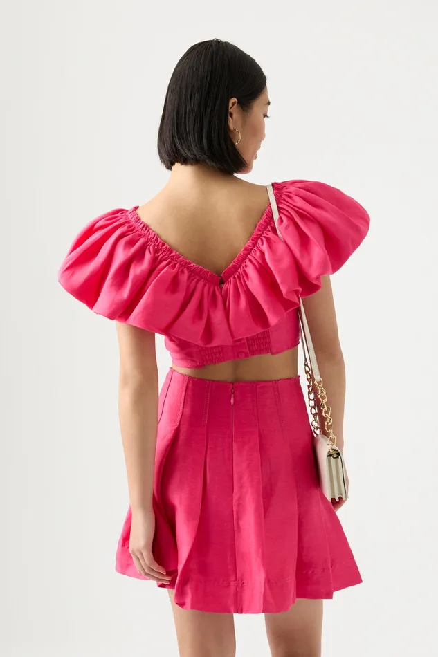 Aje Tops Bubble Flounce Top Hot Pink 8211 Women Aje Tops Bubble Flounce Top Hot Pink 8211 Women