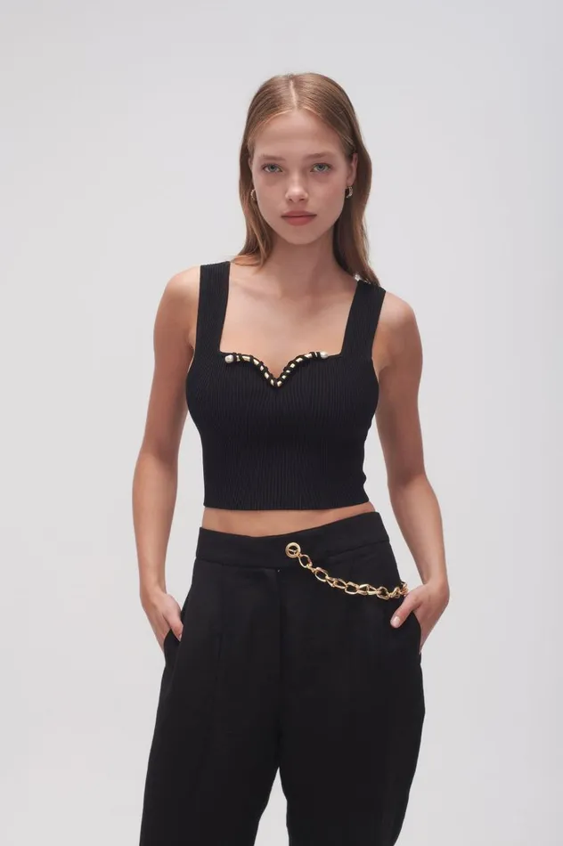 Aje Tops Goldfoil Metal Bar Bodice Black 8211 Women