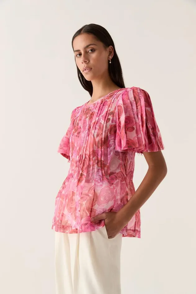 Aje Tops Stella Linear Ruffle Top Misty Rose 8211 Women
